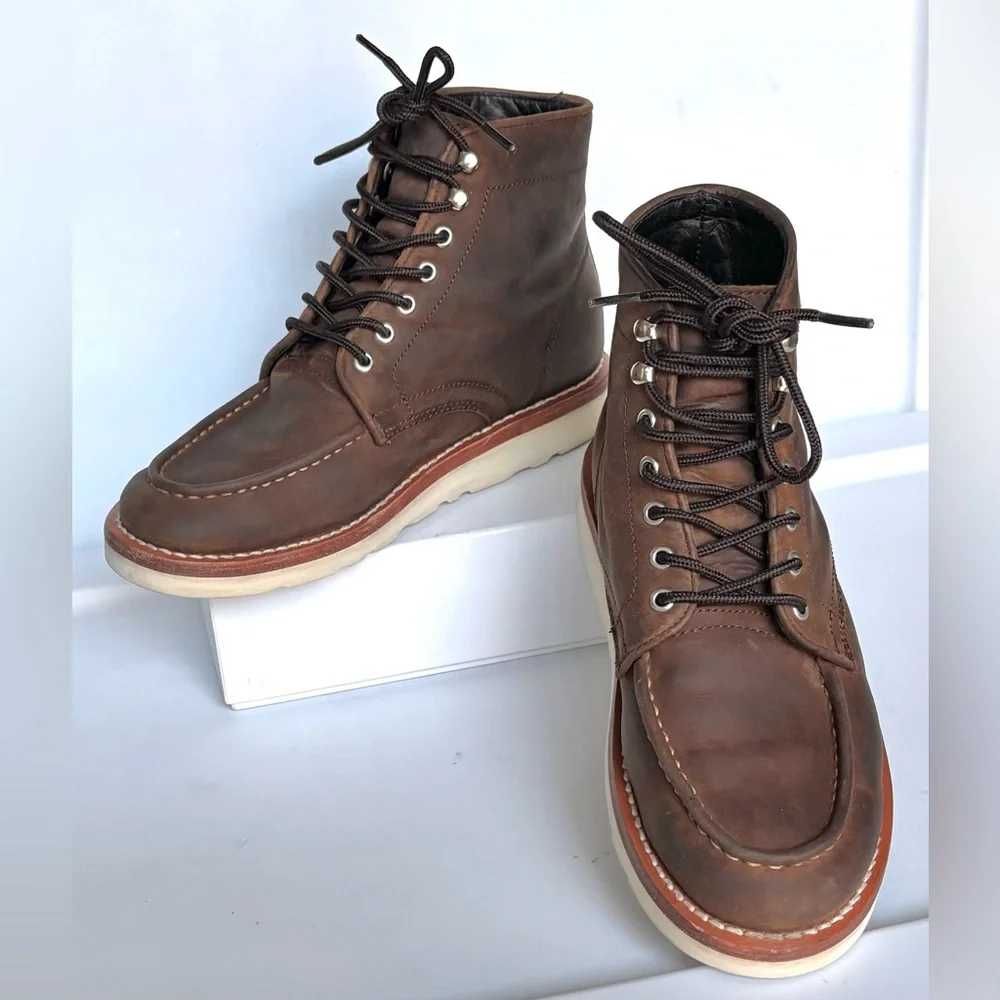 Thursday Boot Company “Diplomat” Distressed Leather Lace Up Brown Boots Size 8 - Picture 2 of 11